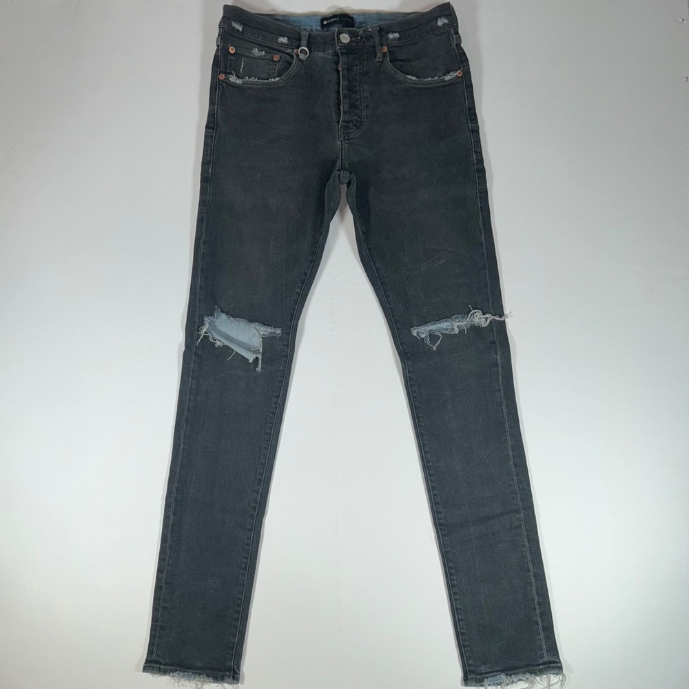 Purple Brand P001 Jeans Mens 32 Gray Distressed Skinny Stretch Denim 32 In
